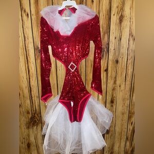 Art Stone Red Sequin Dance Costume Adult M Tap Jazz Musical Theatre Competition